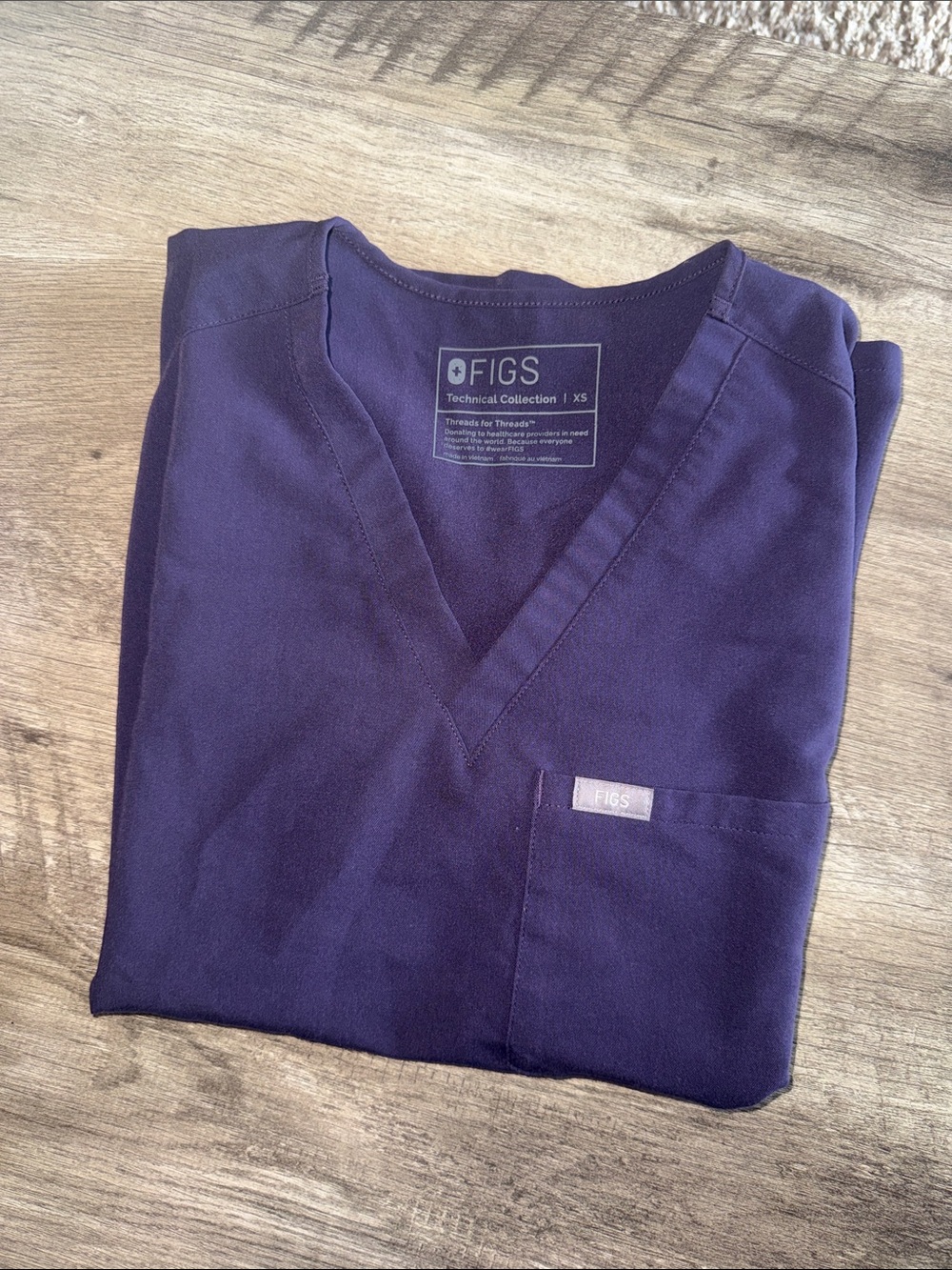 Figs Deep Purple V-Neck Scrub Top